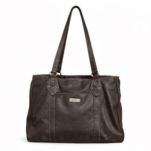 MultiSac Brown Faux Leather Shoulder Tote | Large Everyday Work Bag